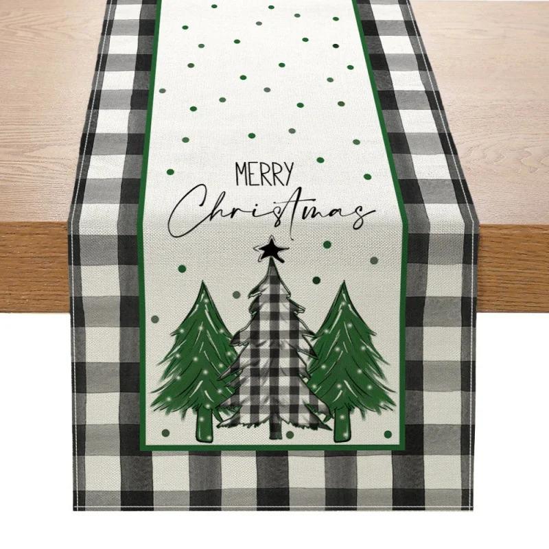 Christmas Table Mat Linen Print Santa elk Table Runner Christmas Decor Snowman Xmas Tree Pattern Tablecloth Home Xmas Ornaments