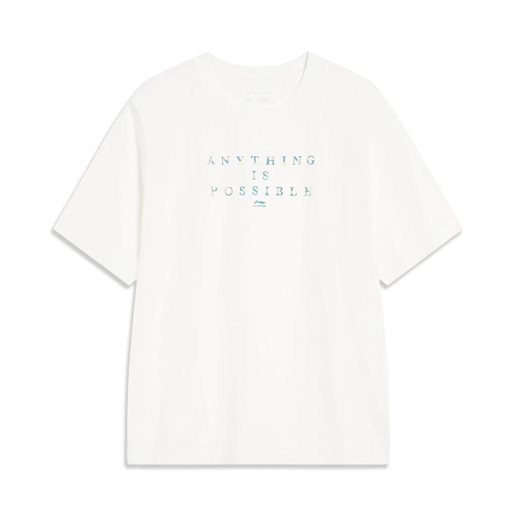 Li-Ning Sports Life Series Letter Print Pullover Short-Sleeve T-Shirt Men Tops Milk-White AHST451-2