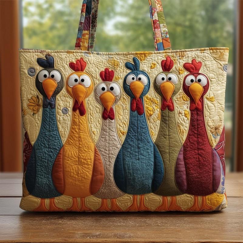 Chick Print Tote Bag 600D Oxford Cloth Shoulder Daily Use