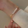 Korean Instagram Design Fashion Versatile Wheat Ear Chain Women's Bracelet Simple and Cold Style Beaded Pearl Style Bracelet