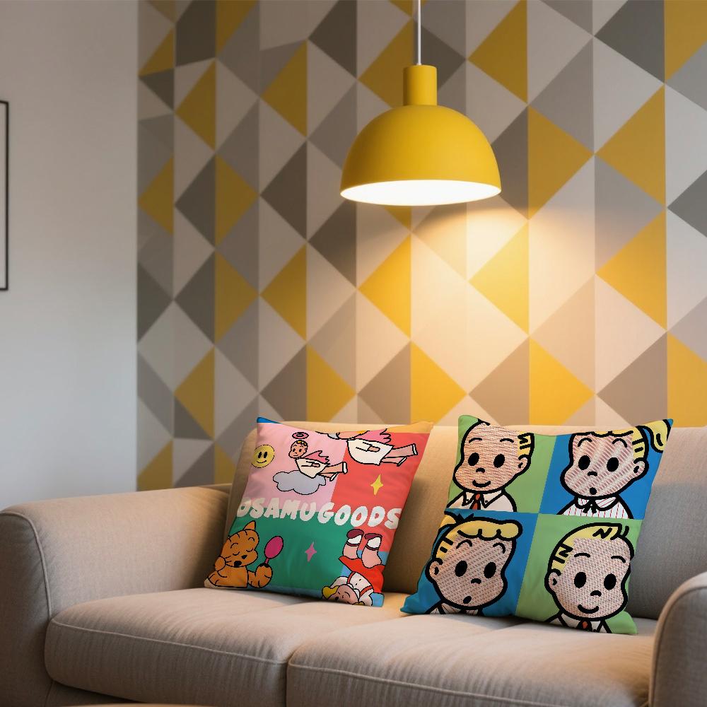 Harada Osamu Art Cute O-Osamu Goods For Sofa Car Office Cafe Soft And Comfortable Double-Sided Printing Pillow Cover