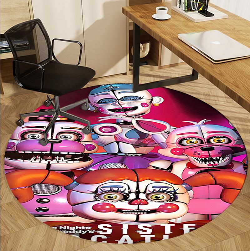 Five Nights at Freddy's Pattern Round Rug, Indoor/Outdoor Mat, for Picnic, Gameroom, Bedroom, Office, Living Room, Home Decor Carpet, Birthday Gift
