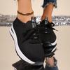 Knitted Chunky Platform Sneakers for Women Summer Black Mesh Breathable Sports Shoes Woman Plus Size 43 Fashion Walking Sneakers