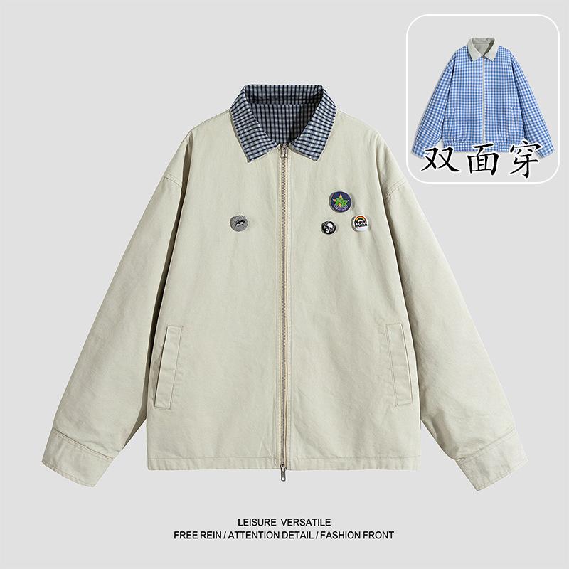 Versatile Coat Minimalist Cotton Jacket Men's 2026 Jacket Reversible Wear Casual Men's Baseball Clothing Fall Men's Breathable Work Casual Jacket