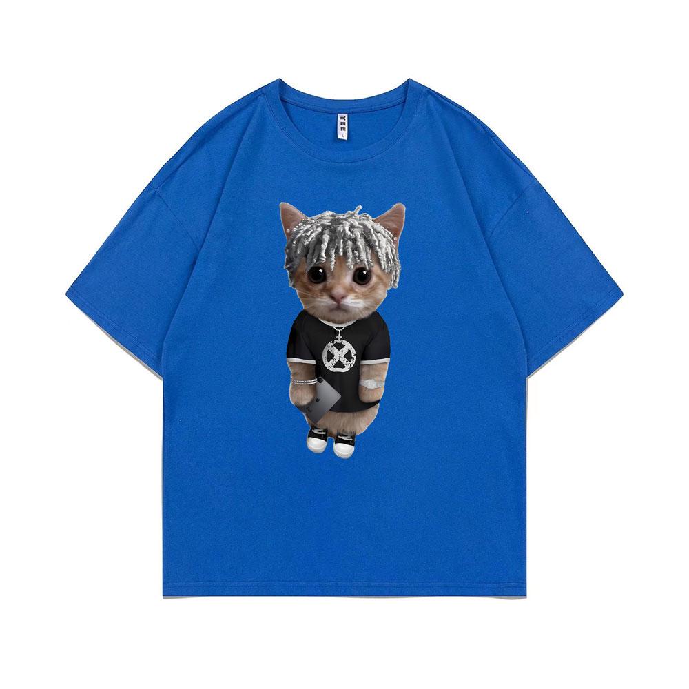 Rapper Ken Carson Kitty Print T Shirt Regular Men Hip Hop Loose Tshirt Male Fashion Cotton Street Tees Funny Men's Short Sleeve