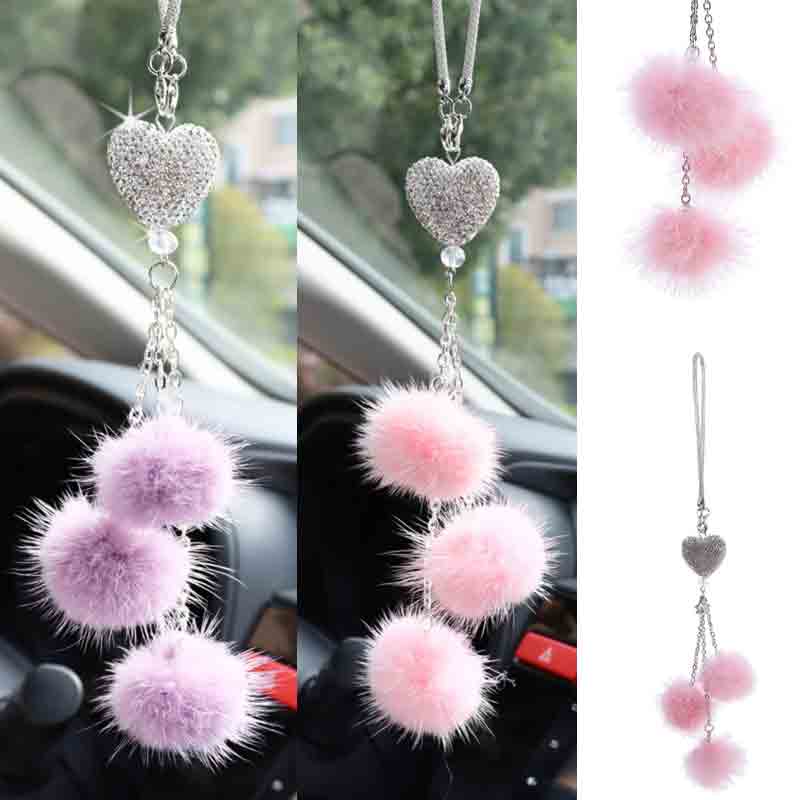 Fashion Diamond Car Accessorie Bling Hairball Pendant Auto Rearview Mirror Pendant Birthday Gift Auto Decoraction Ornaments NEW