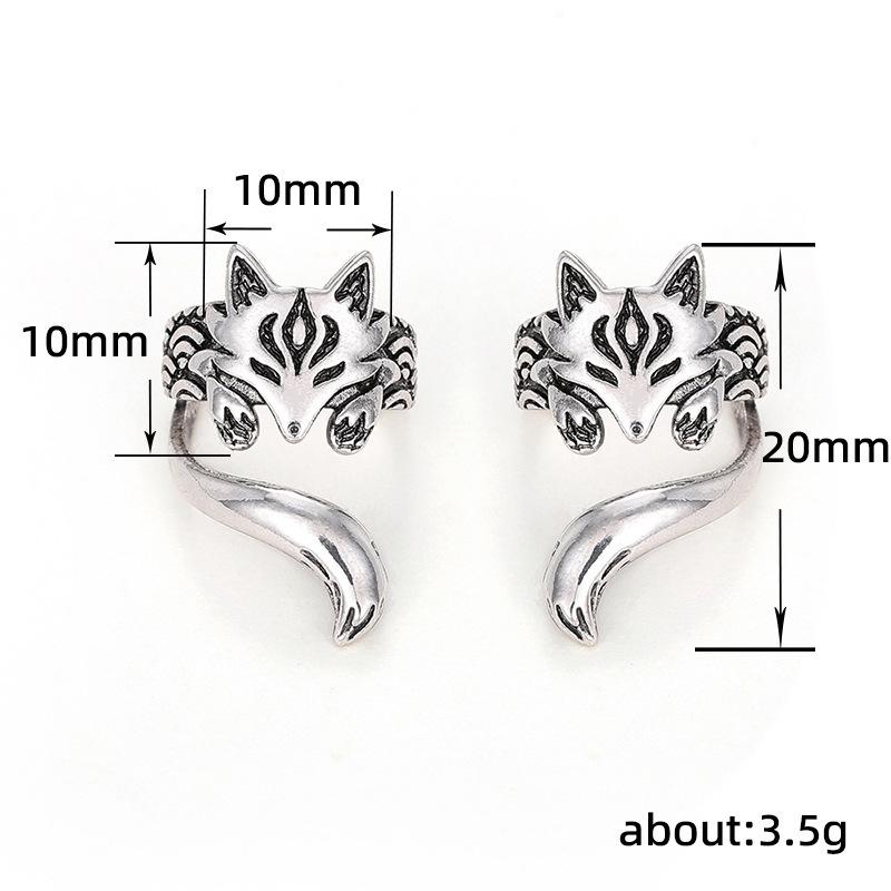 New Trendy Fox Shape Clip Earrings For Women Antique Silver Color Ear Cuff Girl Statement Jewelry