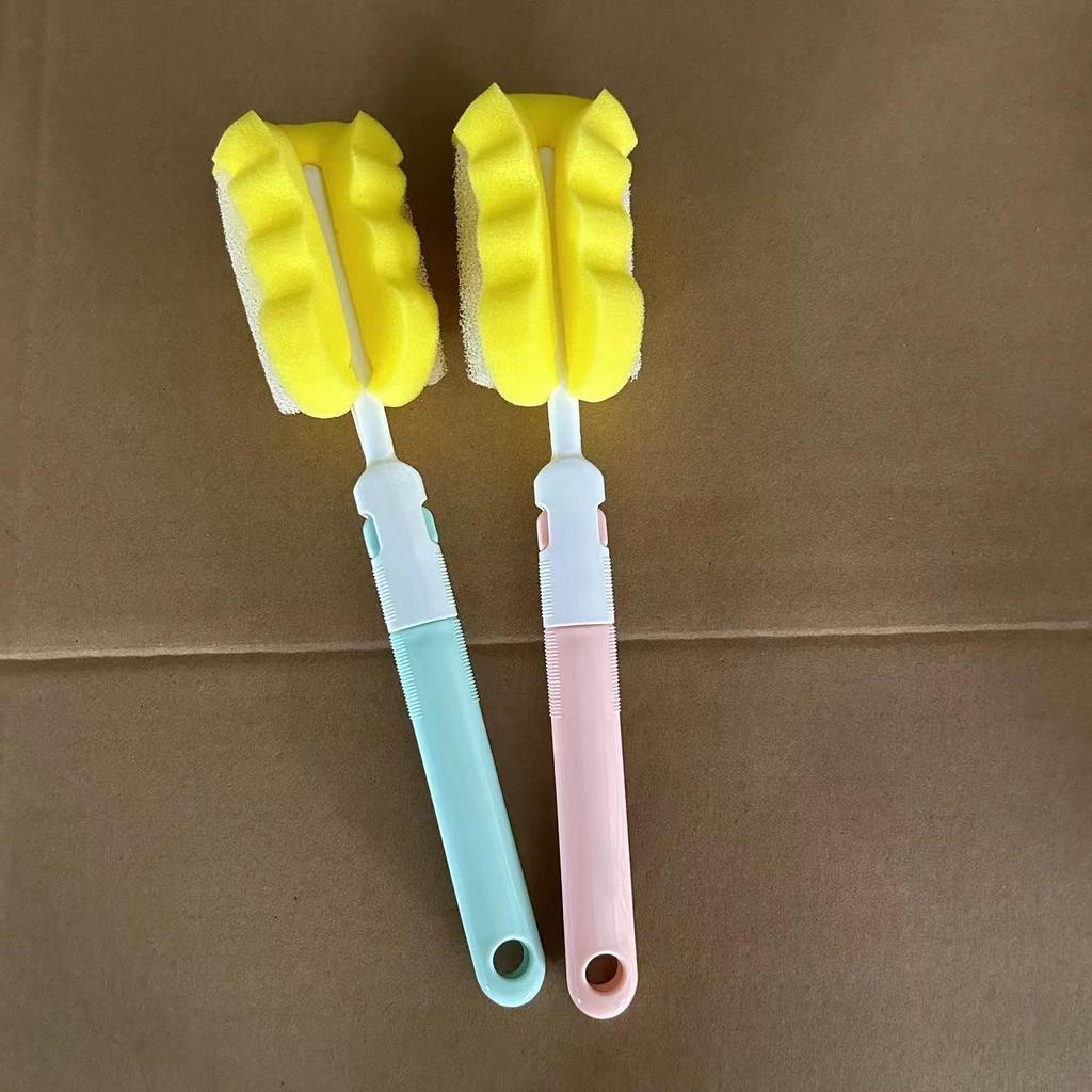 Long Handle Baby Bottle & Insulated Cup Brush with Detachable Sponge Head