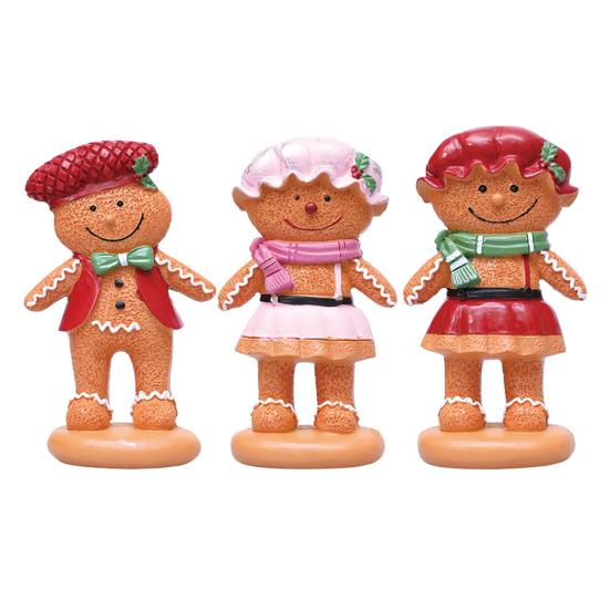 Gingerbread Man Figurine Christmas Resin Gingerbread Statue with Dress/Suit Holiday Tabletop Ornament for Home Kitchen Mantel Decorations