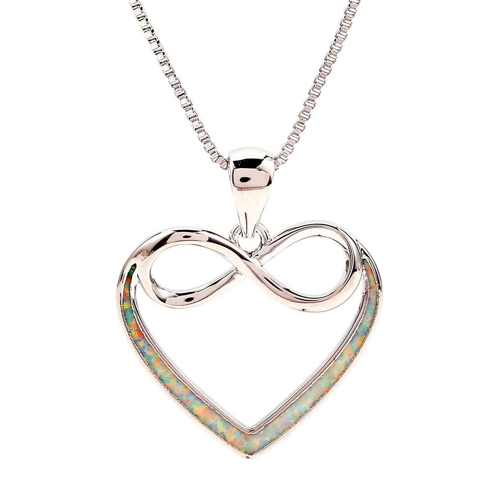 

Золотой Синий и Белый Кулон-Ожерелье в Форме Пустого Сердца с Бесконечной Петлей Любви из 8 Символов для Женщин