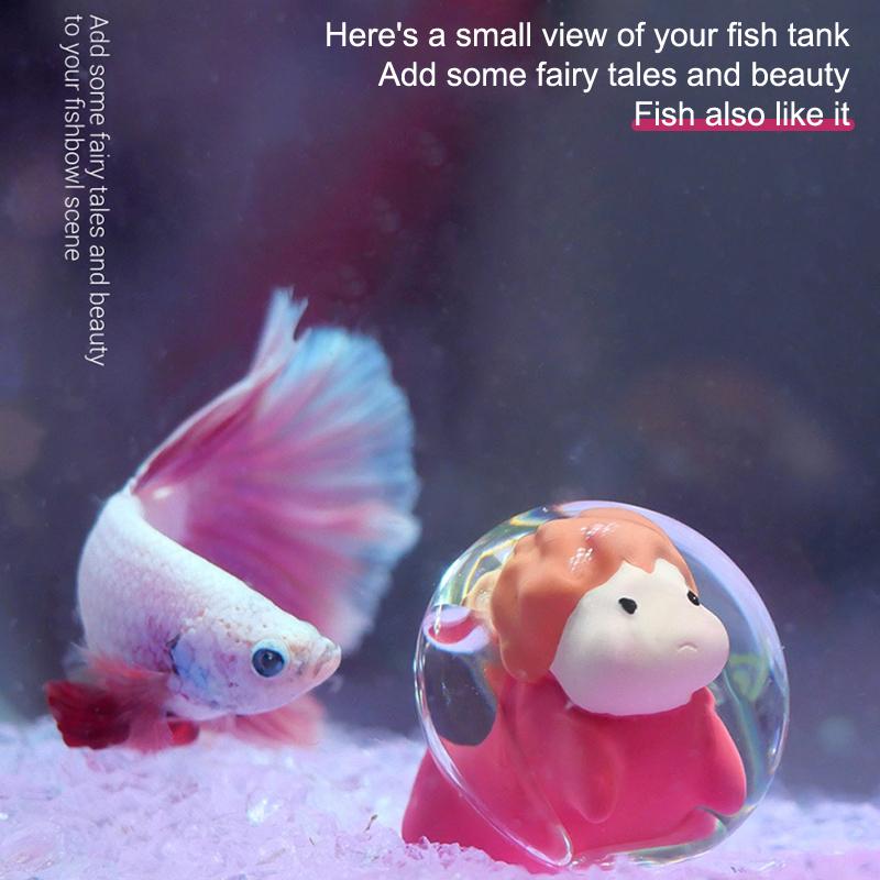 Anime gullfisk prinsesse Ponyo mikro landskapspynt mini lysende gullfisk ji glass diy skrivebordsmodell dukkehusdekor leker