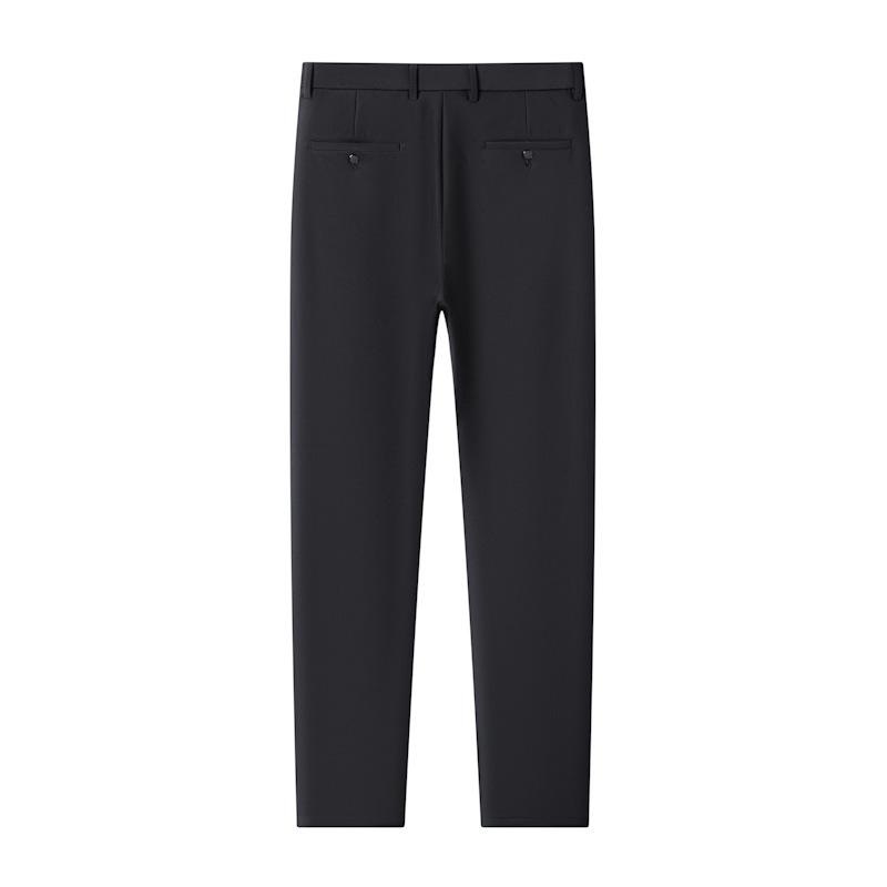 Autumn And Winter New Nylon Men'S Casual Suit Pants Fleece Thickened Warm Men'S Straight Navy Blue Nine-Point Pants