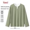 VANCL Men's Waffle V-Neck Faux Two-Piece Long Sleeve T-Shirt