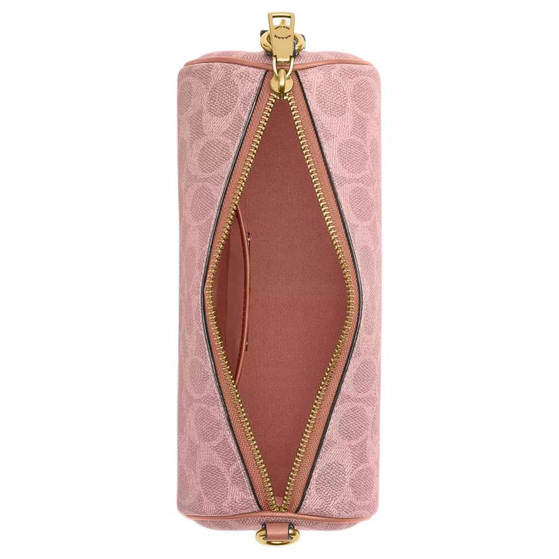 Coach Barrel 22 Presbyopia All-over Printed Metal Accessories Coated Canvas and Calfskin Crossbody Shoulder Bag Small Size Women's Pink