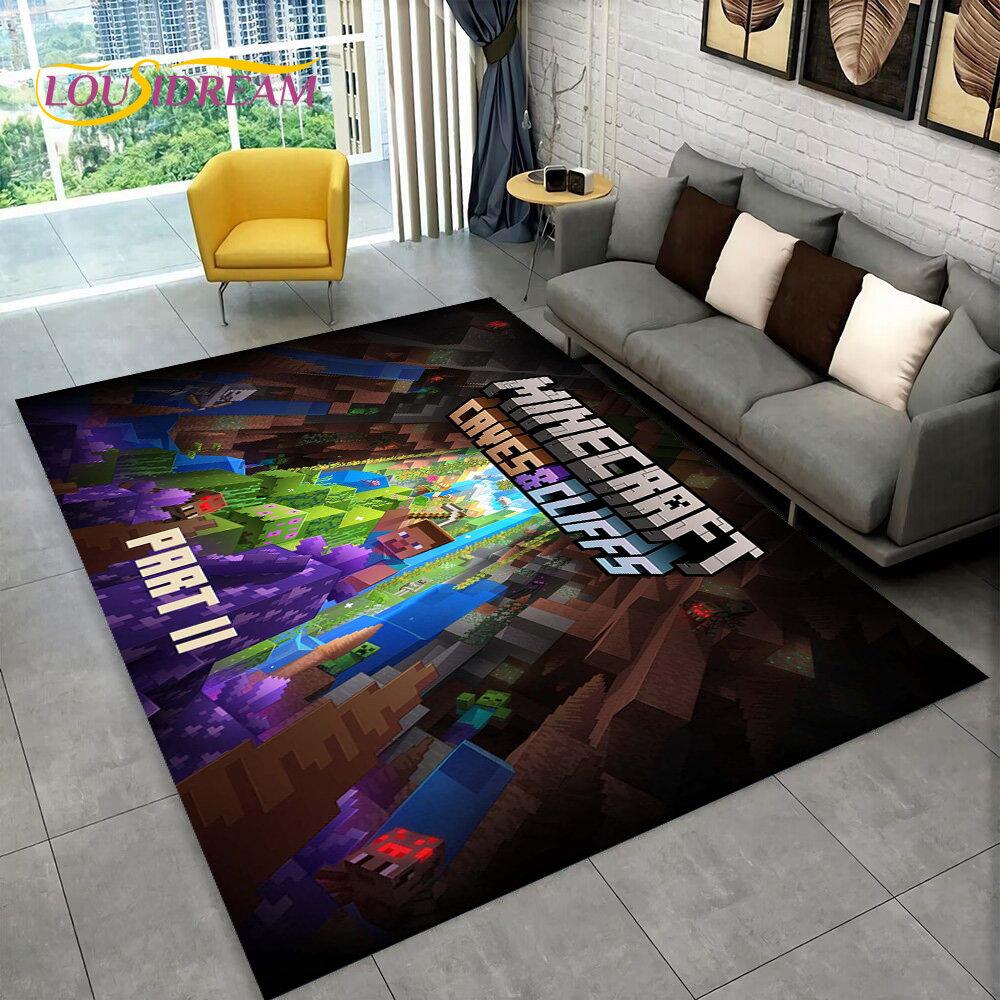 3D MC Sandbox Games Gamer Cartoon Area Rug,Carpet Rug for Living Room Bedroom Sofa Doormat Decoration,kids Non-slip Floor Mat