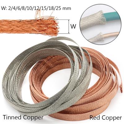 1/5/10M Copper Braided Sleeve Tinned Plating 2 4 6 8 10 12 15 18 25 Mm Expandable Metal Sheath Screening Signal Wire Cable Shielded