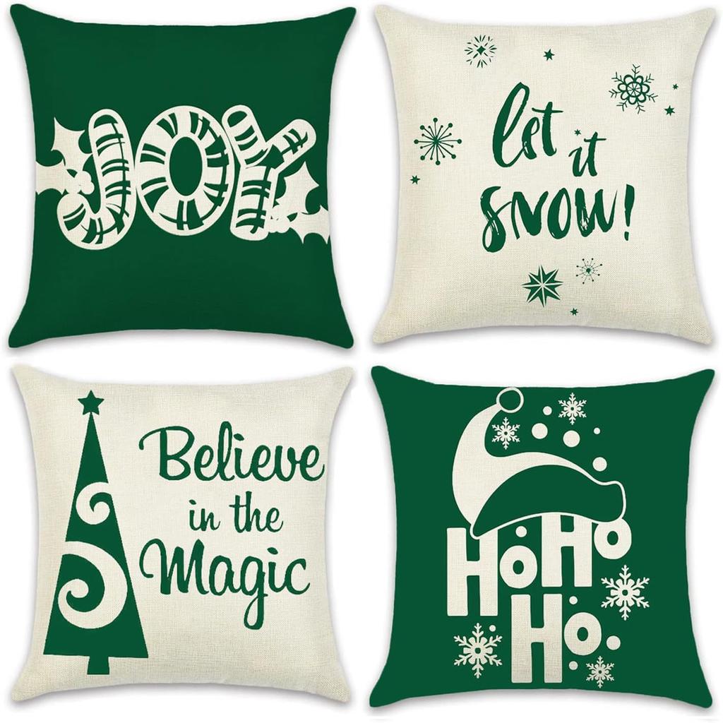 4pcs Christmas Cushion Cover Red Green Grey Snowflake Dwarf Durable Cover 2025 New for Home Ornament Xmas New Year Decoration