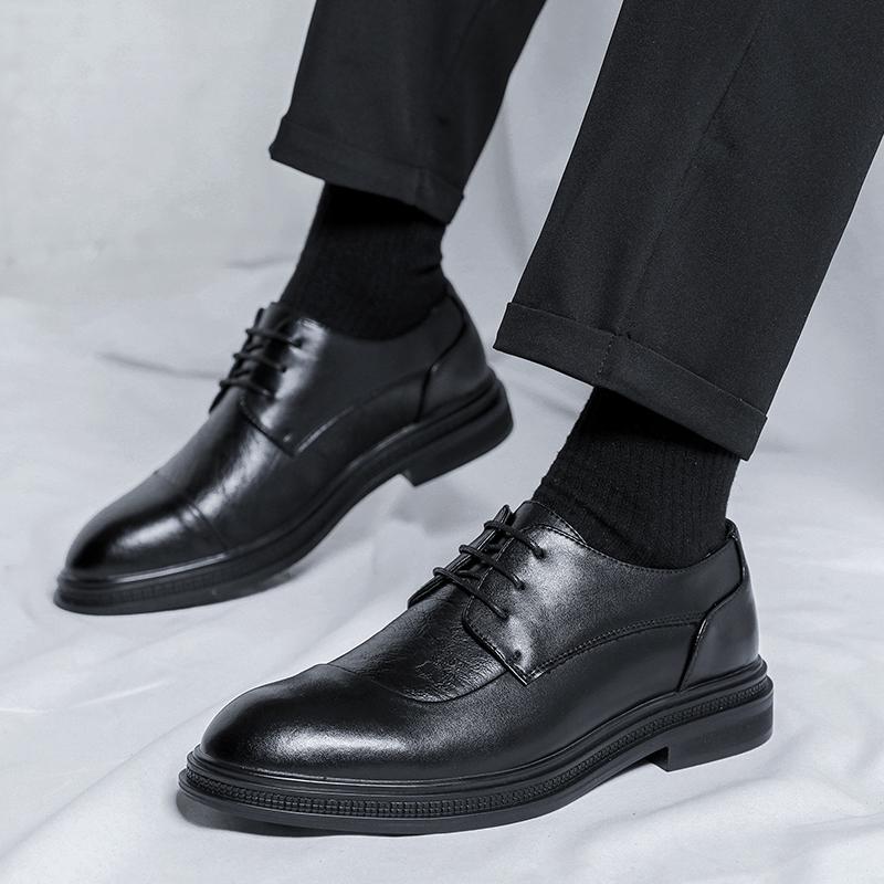 Classic Business Men's Leather Shoes Elegant gentleman style Groom's wedding party Black brown 38-46 Plus size shoes Hot