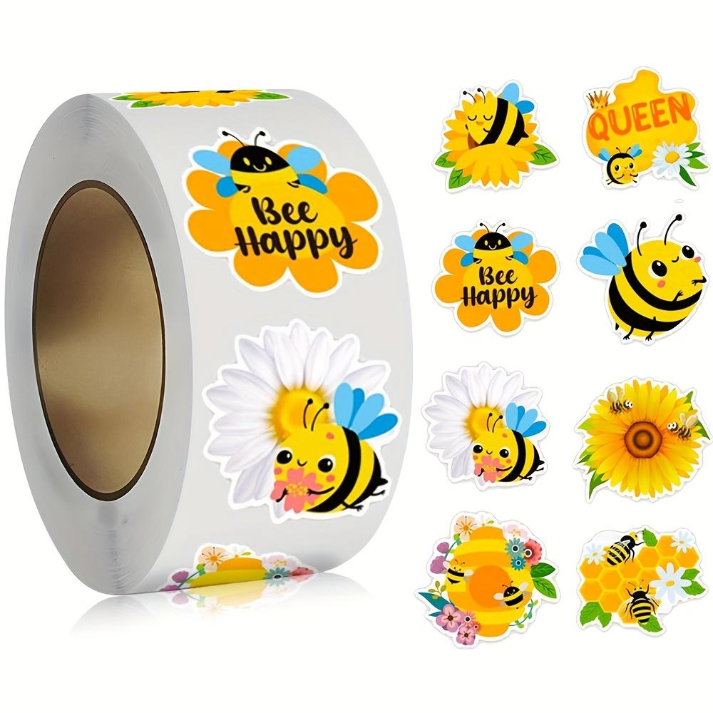 500 Stück/1 Rolle 2,5 cm/1 Zoll Gelbe Bienenblumenförmige Aufkleber Dekoration Geschenkbox Aufkleber Etikett Schreibwaren Aufkleber Scrapbook Dekoration