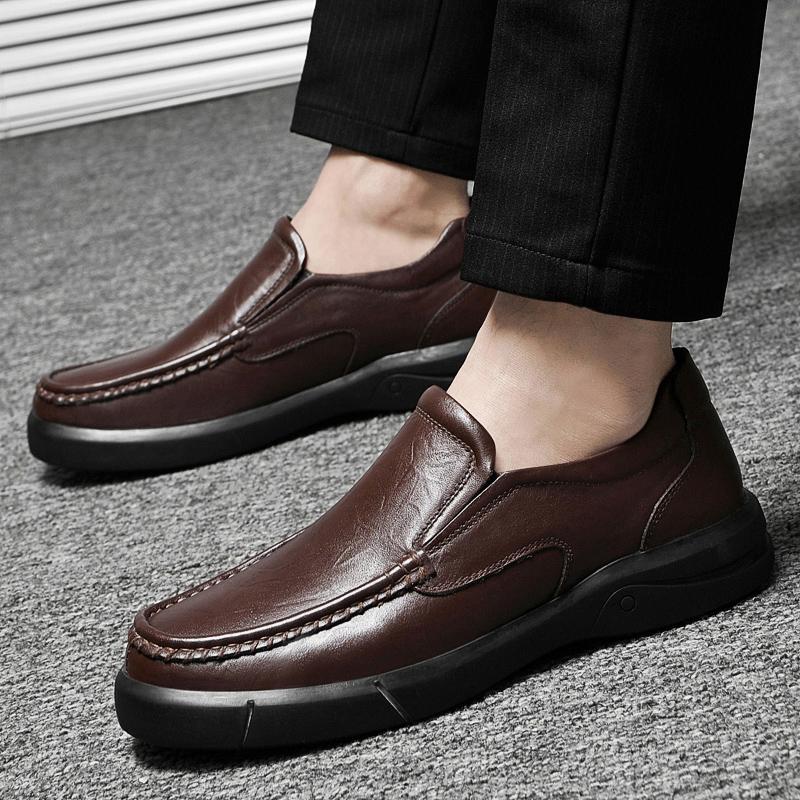 Men Casual Loafers Comfortable Lightweigh Walking Footwear  Breathable Slip On Male Leather Shoes