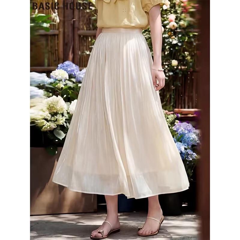 Basic House Damen Netz Falten Midi Rock