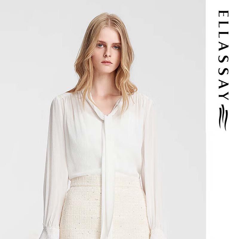 

ELLASSAY Women s Mulberry Silk V-Neck Flared Sleeve Blouse L