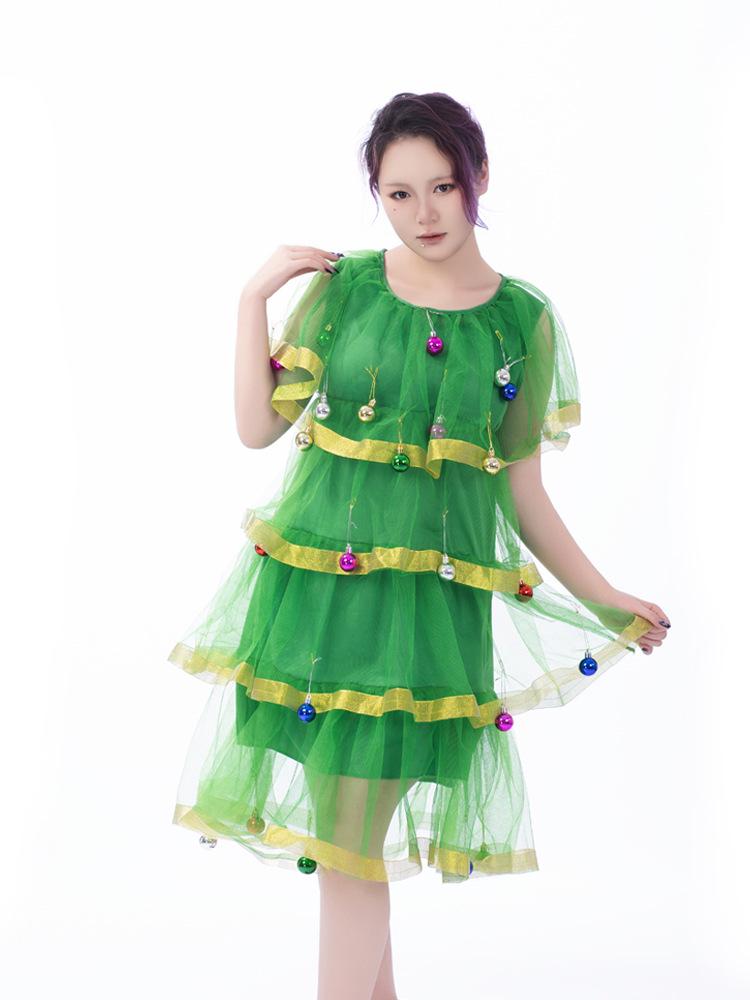Christmas Tree Elf Costume: Green Cosplay Dress for Festive Performances