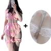 Women Sexy Lingerie Set Cute Ruffles Lace Kawaii Babydoll Soft Girl Black Pajamas Japanese Lolita Cosplay Costumes