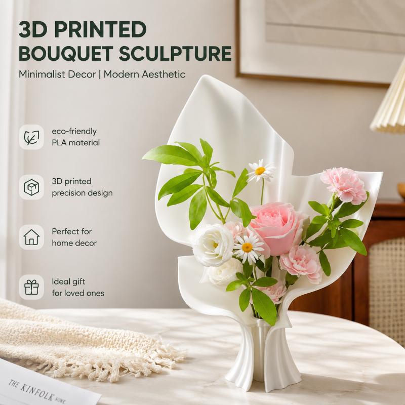 3D Printed Minimalist Nordic Flower Vase Irregular Creative Desktop Ornament for Office Desk Home Living Room Decor