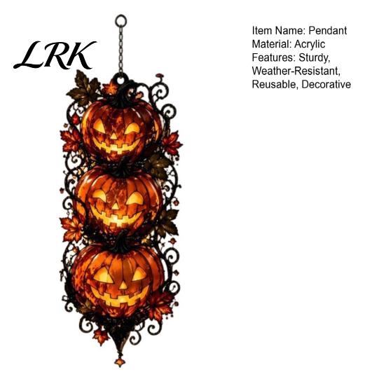 Halloween Pumpkin Hanging Ornaments Triple Stacked Jack-o'-Lantern Door Hanger, 2D Wall Ornament, Spooky Theme House Decor Fall Porch for Front