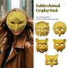 Animal Golden Plastic Leopard Face Cover with Adjustable Elastic Bands Halloween Costume Cosplay Mask Costume Accessories