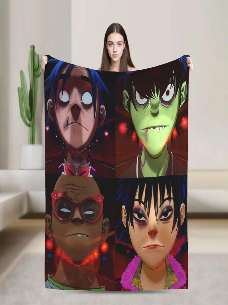 Gorillaz Musikband Plüsch Flanell Überwurf für Kinder und Erwachsene Weiche Warme Outdoor-Decke Individuelle Qualität Tagesdecke Geschenk
