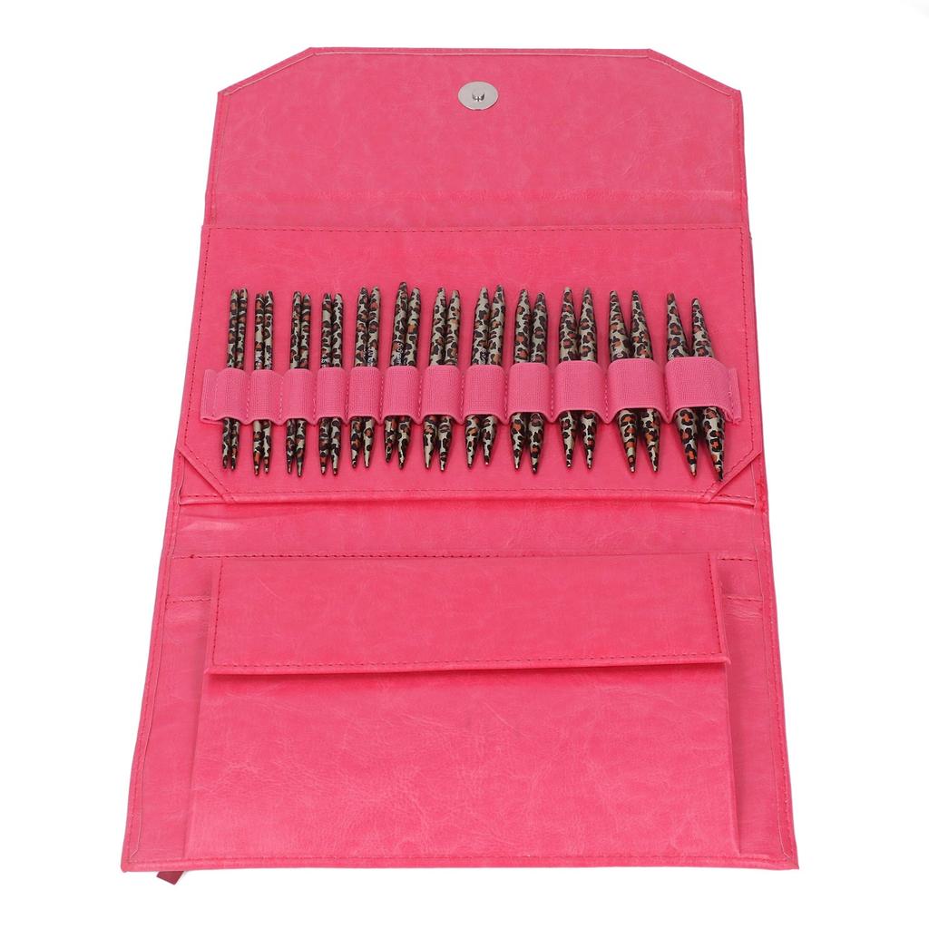 Knitting Needles Set Removable Circular Leopard Print Knitting Needles Sweater Needle Gauge Buttons