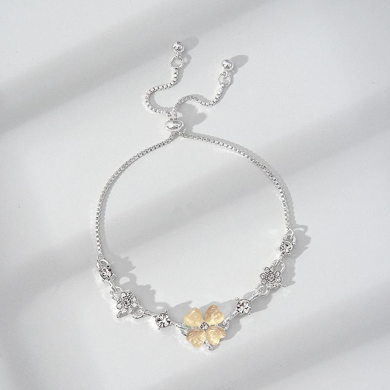 

1Pcs Women Adjustable Luxury Charm Chain Four Leaf Grass Zircon Opal Clover Bracelets Wedding Birthday Party Jewelry Gifts шампанского