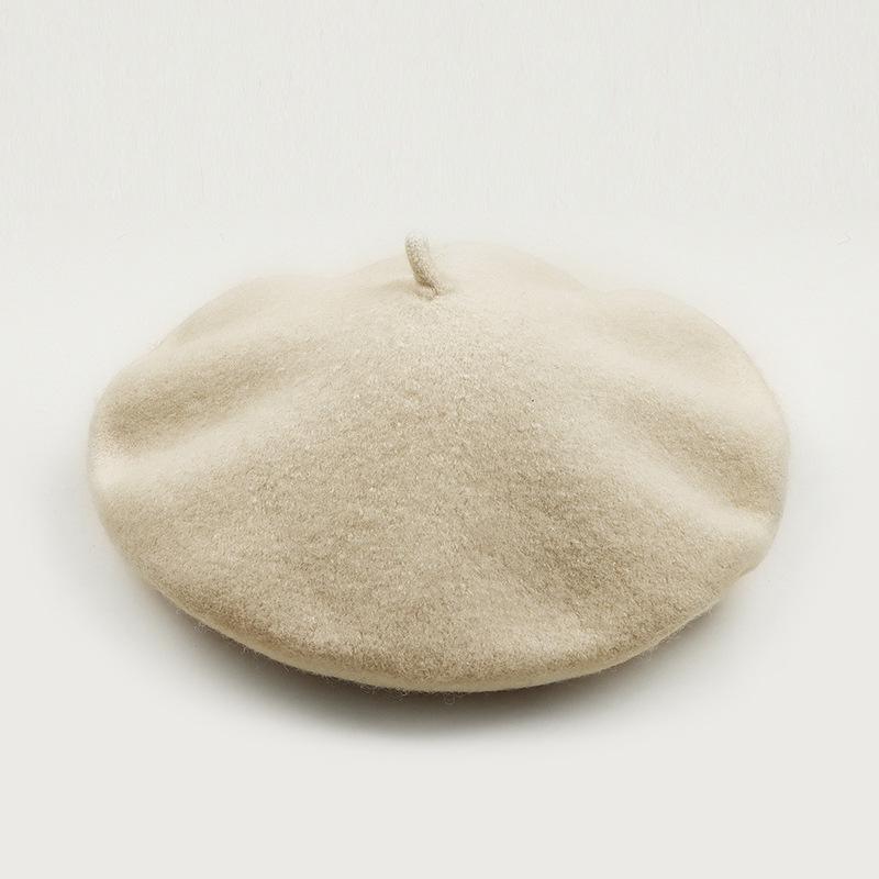 Dámský fialový vlněný baret: Klobouk se širokou krempou, Vintage britský, korejský a japonský styl pro podzim/zimu