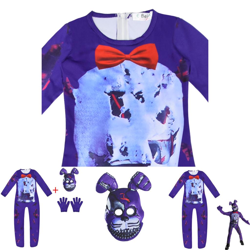 Sundrop Fnaf Toy Bear Cosplay Costume Bodysuit Jumpsuit Mask Glove For Kids' Halloween Party