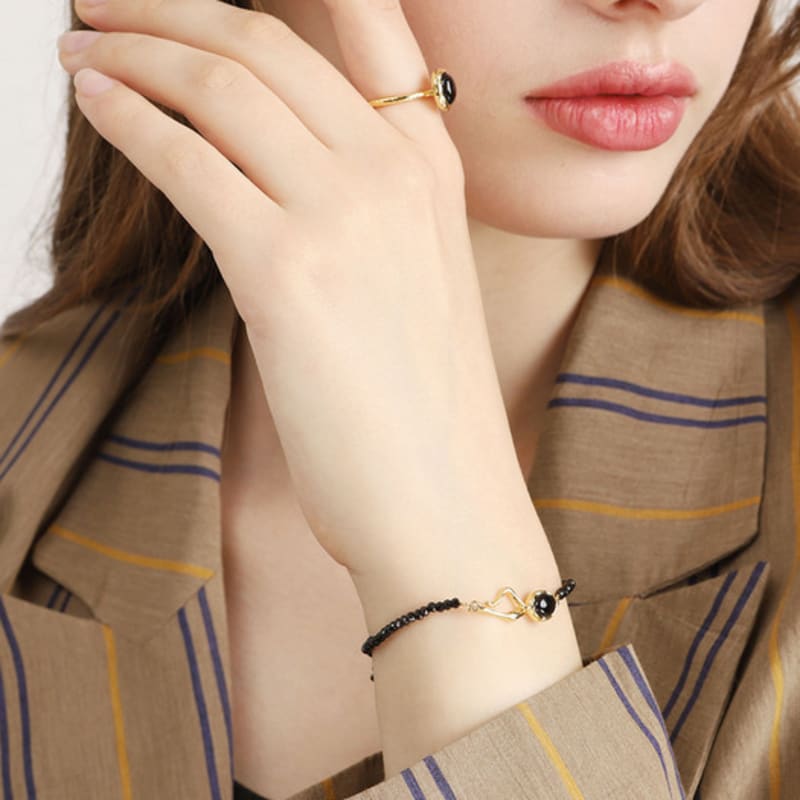 ozel Silver925 Blcak Stone Bracelet PS008B