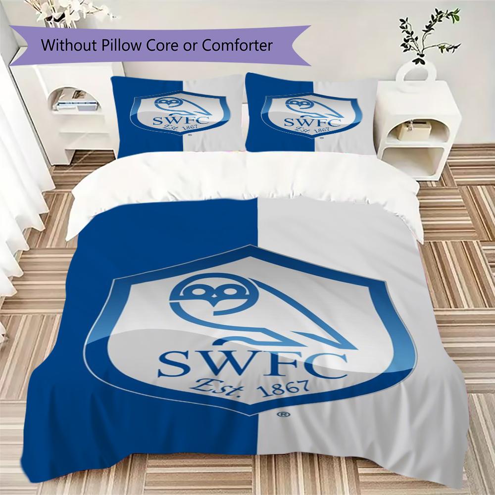 Sheffield Wednesday Pattern Bedding Uilt Set Uilt Cover Pillowcase Home Decoration Birthday Gift (1 * Duvet Cover + 2 * Pillowcase Without Core)