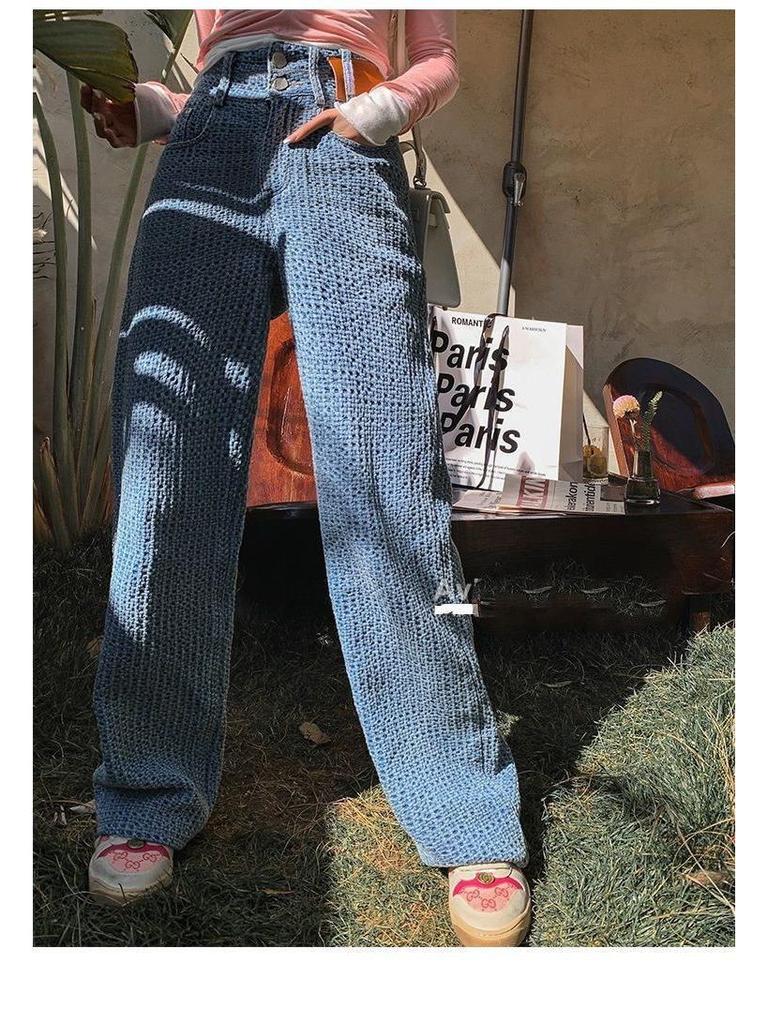 Women's High-Waist Breathable Wide-Leg Jeans - Autumn Slim Fit