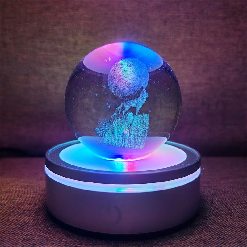 Veilleuse boule de cristal lumineuse planète galaxie astronaute 3D RVB lune lampe de table lampe d'ambiance décorations de table cadeaux pour enfants
