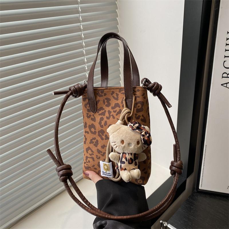 Street Trendy Style Medium Soft Square Bag For Women In Brown And Patterns Leopard