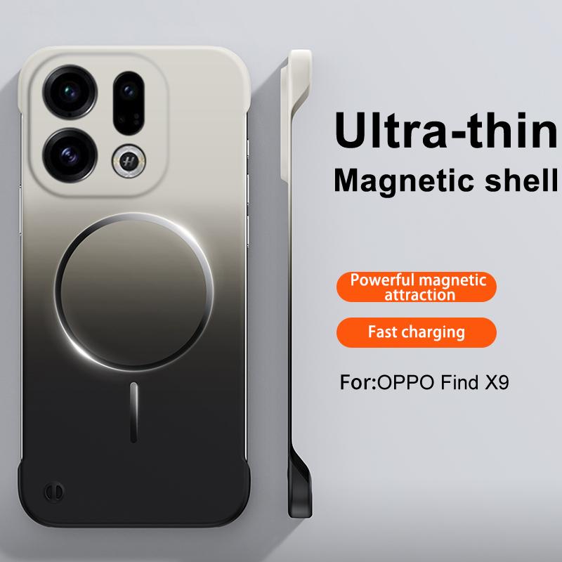 

Ultra Thin Matte Gradient Metallic Paint For Magsafe Magnetic Phone Case For OPPO Find X9 X9Pro Wireless Charge Borderless Cover OPPO Find X9