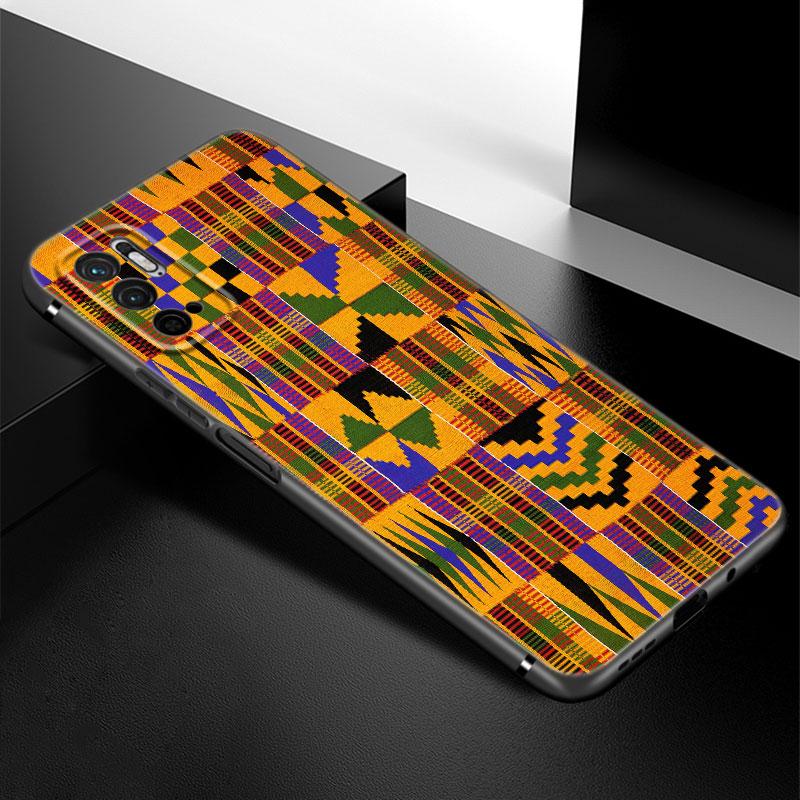 Aesthetic African Wax Fabic Phone Case For Xiaomi Redmi Note 7 8 9 10 Lite 11 11E 11T 12 Pro 11S 4G 10T 5G 8T 9S 10S Black Cover