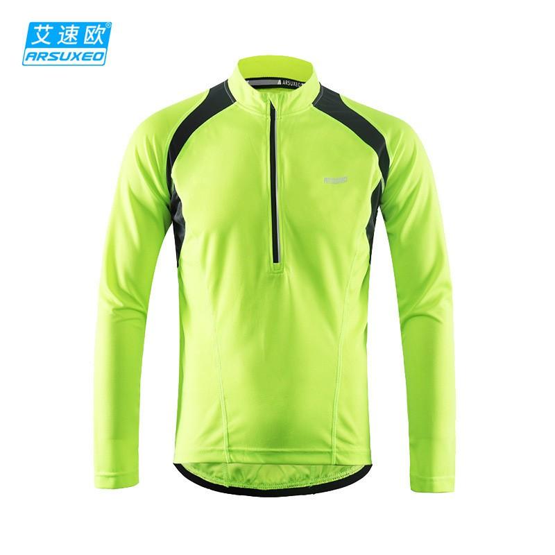 Men Women Quick Dry Cycling Jersey Long Sleeve Mountain Bike Top Breathable Half Zip Sportswear