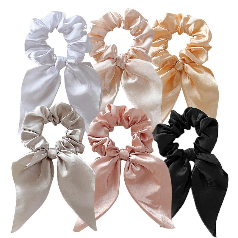 Satin Fabric Large Intestine Hair Band Diy Handmade Bow Streamer Ponytail Hair Rope Rubber Band