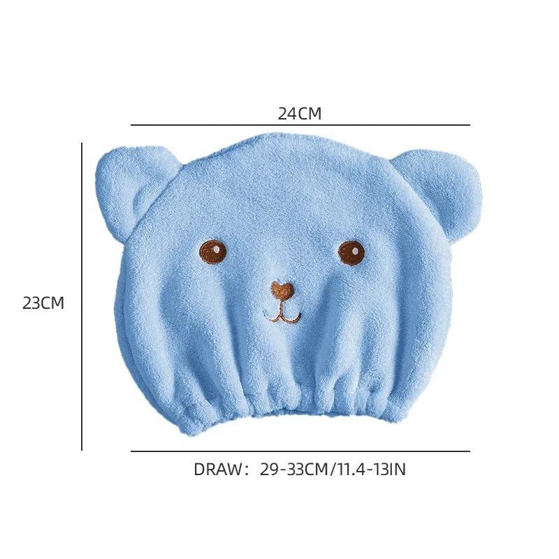 Hair Towel Cartoon Dry Hair Wrap Cute Thickened Solid Color Bathroom Turban Absorbent Quick Dry Shower Cap Bathroom Accessories