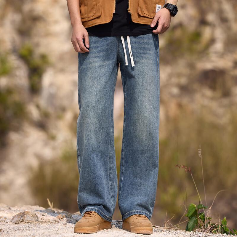 Jeep Men's American High Street Loose Straight Denim Jeans