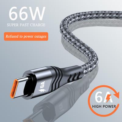 USB Type C Cable 6A 66W SCP For Huawei Mate 40 Pro 5A Fast Charging USB C Charger Cable Data Cord for Xiaomi Samsung OPPO 1/2/3M