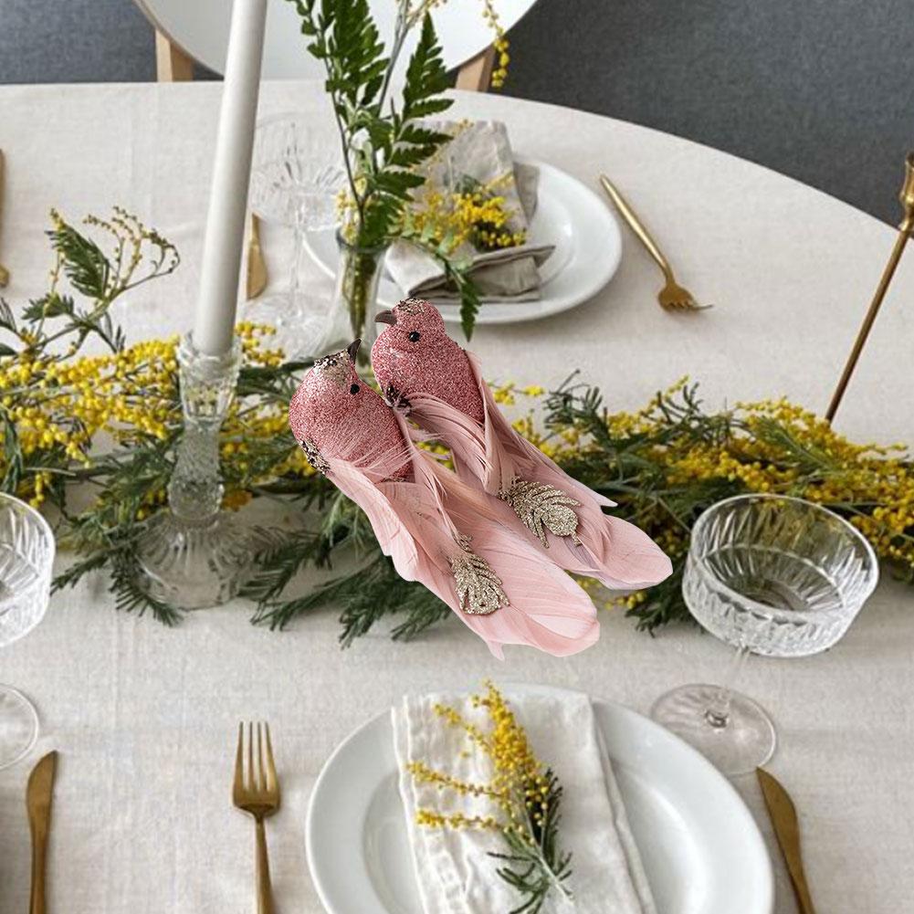 2PCS Foam Simulation Feather Bird Artificial Bird Christmas Tree Decoration Bird for Wedding Home Decor Christmas Tree Pendant