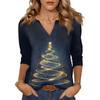 Women's Casual Fashionable Sexy Comfortable V-Neck Christmas Three-Quarter Sleeve Top